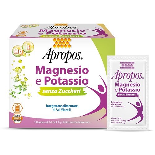 APROPOS MAGNESIO E POTASSIO SENZA ZUCCHERI 24 BUSTINE GUSTO LIME - Farmaunclick.it