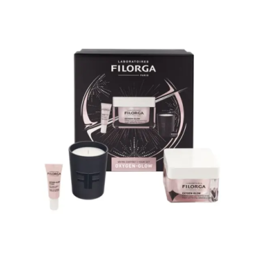 FILORGA XMAS BOX GLOW 2023 1 OXYGEN GLOW 50 ML + 1 OXYGEN GLOW EYES 4 ML + 1 MINI CANDLE - Farmaunclick.it