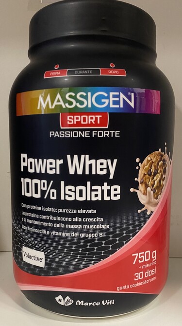 MASSIGEN SPORT POWER WHEY ISOLATE COOKIES 750 G - Farmaunclick.it