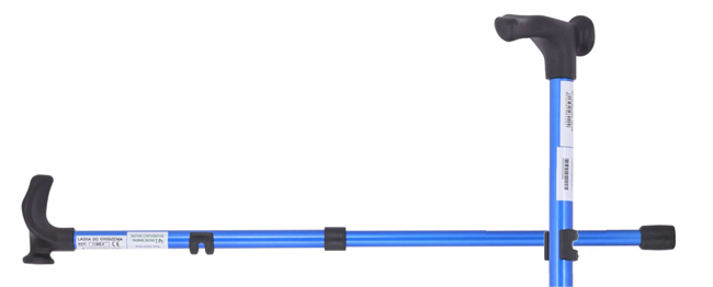 BASTONE CON IMPUGNATURA PALMARE SINISTRA CANNA IN LEGA GRIGIO+IMPUGNATURA NERO - Farmaunclick.it