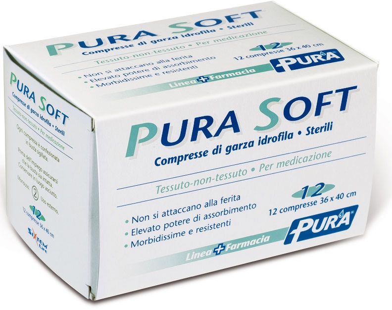 GARZA IN TESSUTO NON TESSUTO PURA SOFT 36X40CM 12 PEZZI - Farmaunclick.it