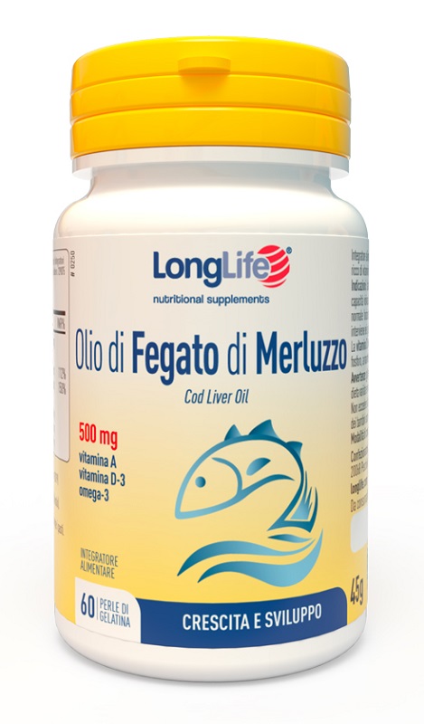 LONGLIFE OLIO FEGATO MERLUZZO 500 MG 60 PERLE - Farmaunclick.it