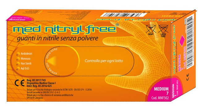 GUANTO MONOUSO IN NITRILE BLU NON STERILE SENZA POLVERE LUNGHEZZA 245 MM MISURA MEDIUM CODICE COLORE ROSA 100 PEZZI - Farmaunclick.it
