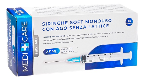 SIRINGA SOFT CAPACITA' 2,5ML AGO GAUGE 23 CONFEZIONE 10 PEZZI - Farmaunclick.it