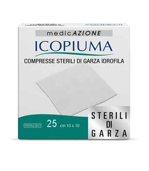 GARZA COMPRESSA IDROFILA ICOPIUMA 10X10CM 25 PEZZI - Farmaunclick.it