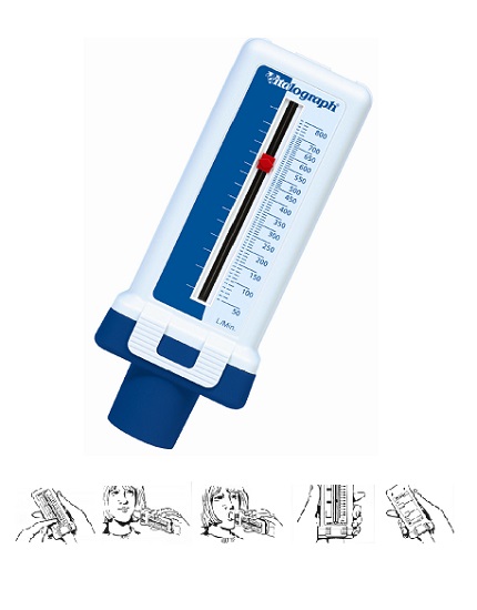 MISURATORE DI PICCO DI FLUSSO ESPIRATORIO. CONSENTE DI SORVEGLIARE EVENTUALI VARIAZIONI DEL FLUSSO FORNENDO INFORMAZIONI SULL'ANDAMENTO DELLA MALATTIA E SULL'EFFICACIA DEI FARMACI - Farmaunclick.it