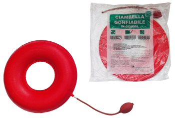 CIAMBELLA GONFIABILE PER INVALIDI IN GOMMA ROSSA TEAM DELUXE CON POMPA 43CM DIAMETRO - Farmaunclick.it