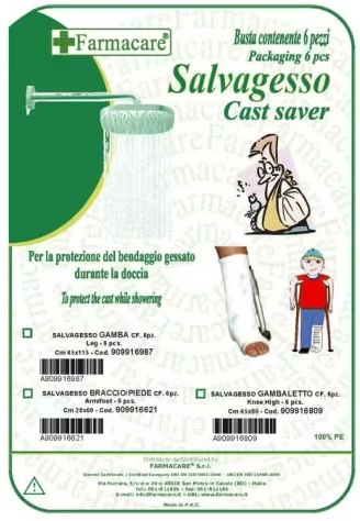 SALVAGESSO PER GAMBALETTO UTILE PER LA PROTEZIONE DEL GESSO DURANTE LA DOCCIA 6 PEZZI - Farmaunclick.it