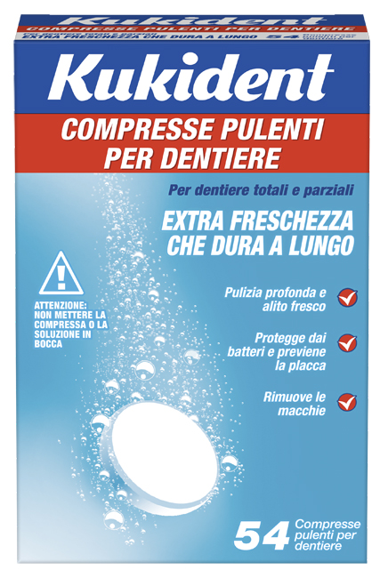 KUKIDENT CLEANSER FRESCH 54 COMPRESSE PULIZIA PROTESI DENTARIE - Farmaunclick.it