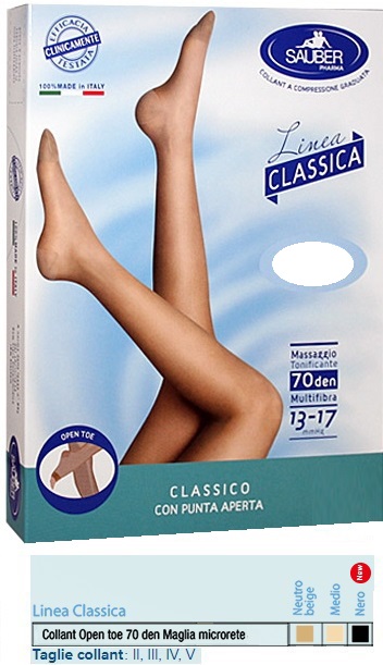 SAUBER COLLANT OPEN TOE MAGLIA MICRORETE 70 DEN COLORE MEDIO 4 LINEA CLASSICA - Farmaunclick.it