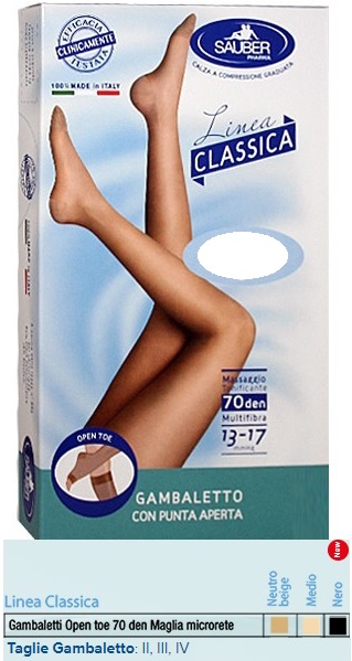 SAUBER GAMBALETTO OPEN TOE MAGLIA MICRORETE 70 DEN COLORE NEUTRO BEIGE TAGLIA 2 LINEA CLASSICA - Farmaunclick.it