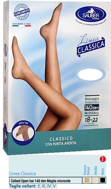 SAUBER COLLANT OPEN TOE MAGLIA MICRORETE 140 DEN COLORE NEUTRO BEIGE 4 LINEA CLASSICA - Farmaunclick.it