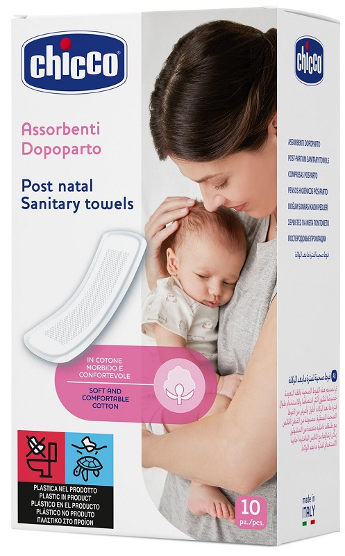 CHICCO MAMMA DONNA ASSORBENTI POSTPARTO COTONE 10 PEZZI - Farmaunclick.it