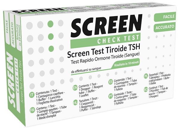 TEST RAPIDO PER L'INDIVIDUAZIONE QUALITATIVA DI ORMONE TIROIDE-STIMOLANTE TSH NEL SANGUE UMANO SCREEN CHECK TEST TIROIDE/TSH - Farmaunclick.it