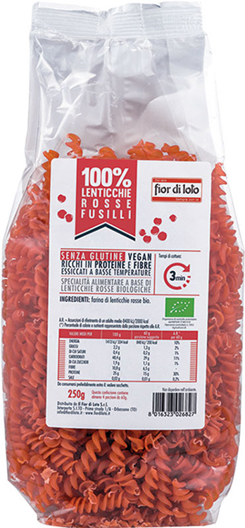 FUSILLI DI LENTICCHIE ROSSE BIO 250 G - Farmaunclick.it