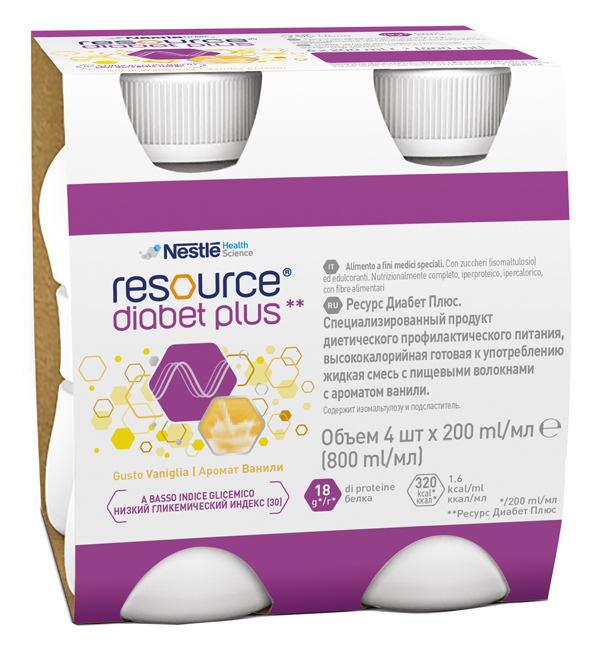 RESOURCE DIABET PLUS VANIGLIA 4 X 200 ML - Farmaunclick.it