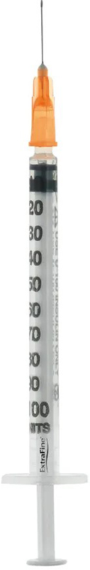 SIRINGA PER INSULINA EXTRAFINE 1ML 100 UI AGO REMOVIBILE 25 GAUGE 0,5X16 MM 1 PEZZO - Farmaunclick.it