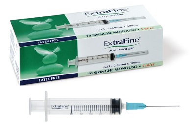 SIRINGA EXTRAFINE 5 ML GAUGE 23 0,60X30MM 10 PEZZI - Farmaunclick.it