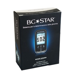KIT BGSTAR CON 1 GLUCOMETRO 1 DISPOSITIVO PUNGIDITO 25 STRISCE REATTIVE E 25 LANCETTE PUNGIDITO - Farmaunclick.it
