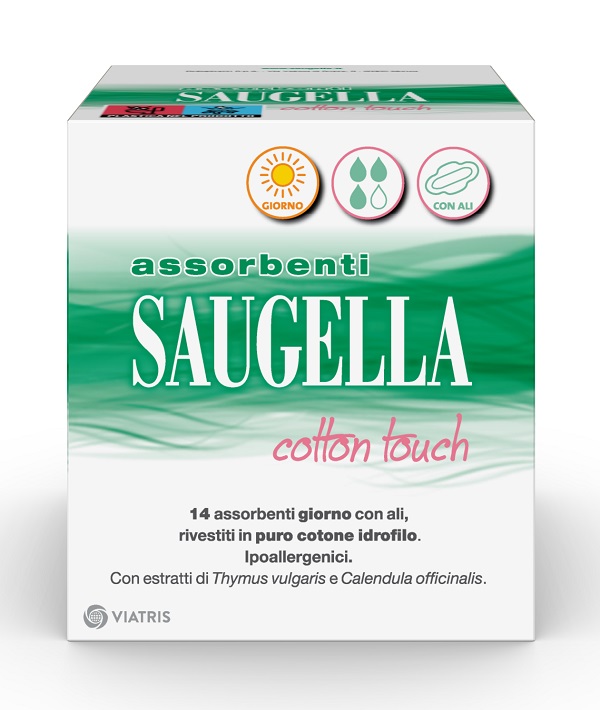 SAUGELLA COTTON TOUCH ASSORBENTI GIORNO CON ALI 14 PEZZI - Farmaunclick.it