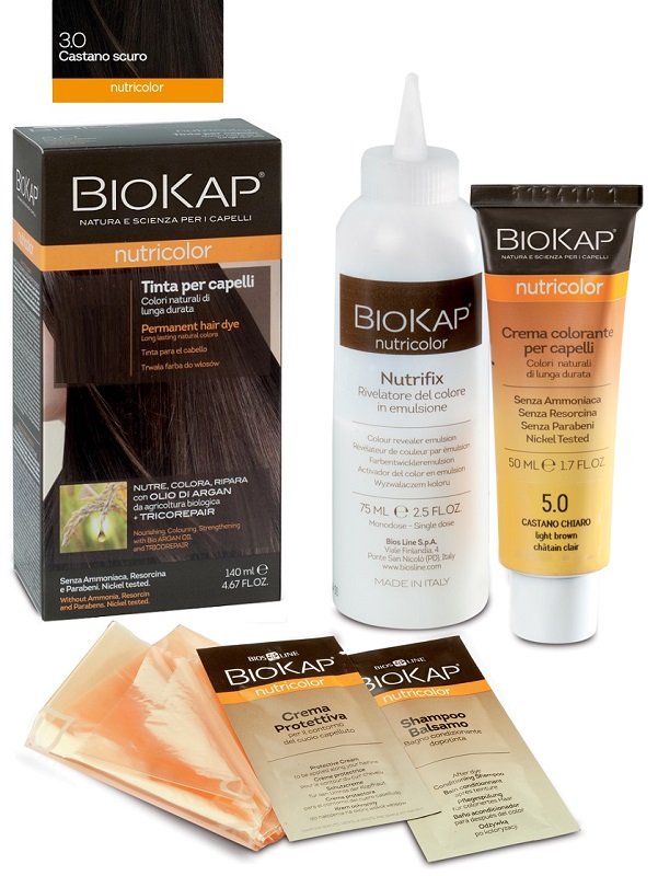 BIOKAP NUTRICOLOR 3,0 NEW CASTANO SCURO TINTA TUBO + FLACONE - Farmaunclick.it