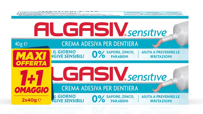 ALGASIV CREMA ADESIVA DENTIERE CONFEZIONE IN ABBINAMENTO 40 G+ 40 G - Farmaunclick.it