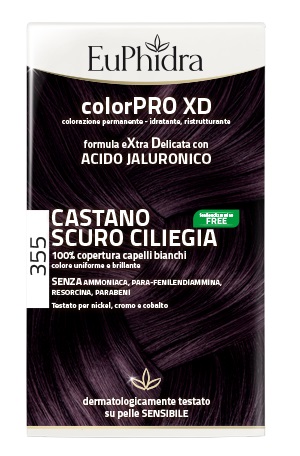 EUPHIDRA COLORPRO XD 355 CASTANO SCURO CILIEGIA GEL COLORANTE CAPELLI IN FLACONE + ATTIVANTE + BALSAMO + GUANTI - Farmaunclick.it