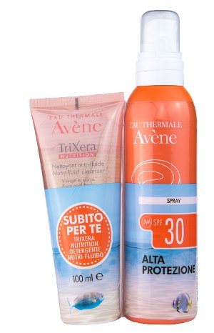 AVENE SOLARE KIT SPRAY SPF 30 200 ML + TRIXERA NUTRITION DETERGENTE 100 ML - Farmaunclick.it