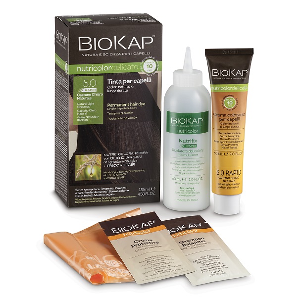 BIOS LINE  BIOKAP NUTRICOLOR DELICATO RAPID TINTA 5,0 CASTANO CHIARO NATURALE 135 ML - Farmaunclick.it
