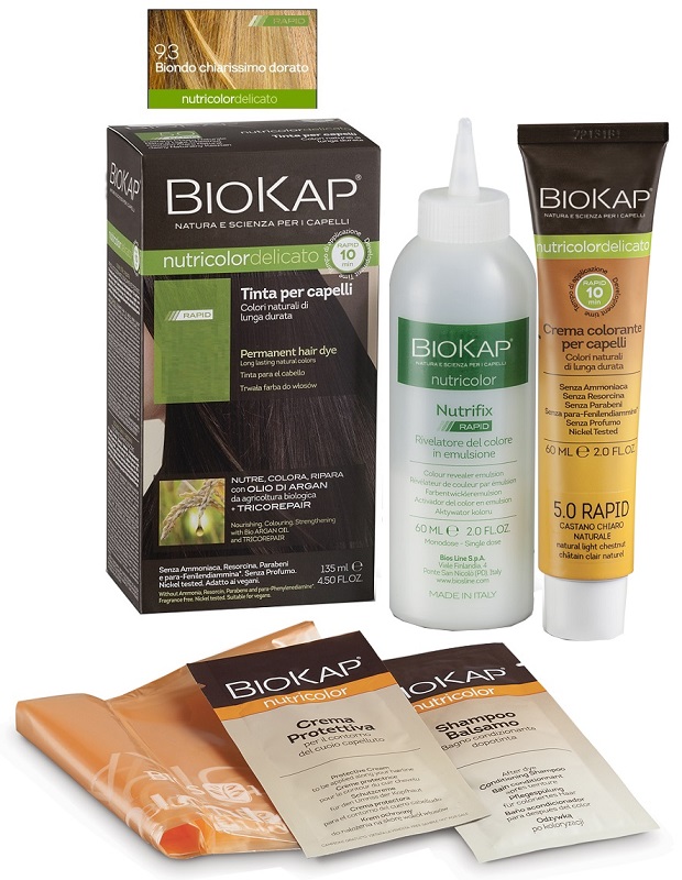 BIOS LINE  BIOKAP NUTRICOLOR DELICATO RAPID TINTA 9,3 BIONDO CHIARISSMO DORATO 135 ML - Farmaunclick.it