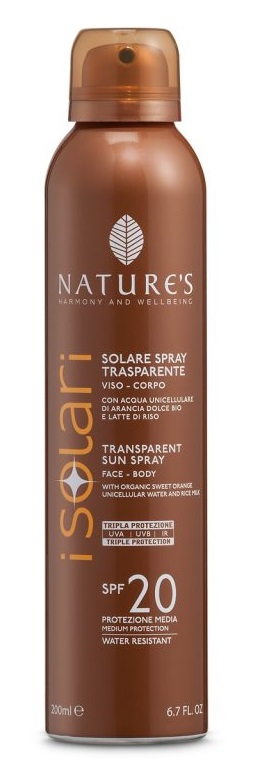 NATURE'S I SOLARI SPRAY TRASPARENTE SPF20 200 ML - Farmaunclick.it
