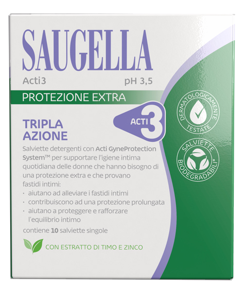 SAUGELLA ACTI3 SALVIETTINE 10 PEZZI - Farmaunclick.it