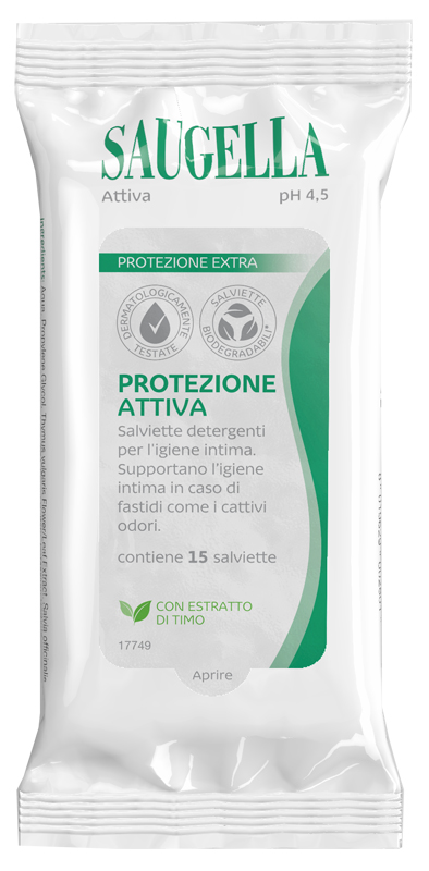 SAUGELLA ATTIVA SALVIETTINE 15 PEZZI - Farmaunclick.it
