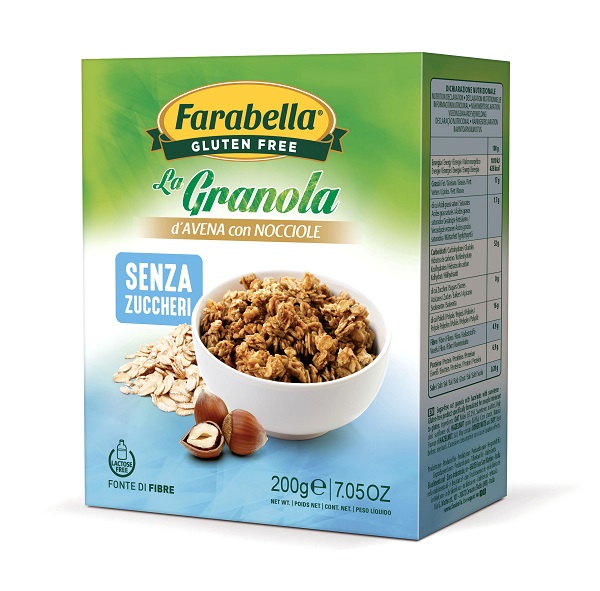 FARABELLA GLUTEN FREE LA GRANOLA D'AVENA CON NOCCIOLE SENZA ZUCCHERI SENZA LATTOSIO 200 G - Farmaunclick.it