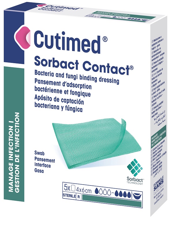 MEDICAZIONE IDROFOBICA CUTIMED SORBACT CONTACT 4X6 CM 5 PEZZI - Farmaunclick.it