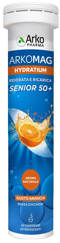 ARKOMAG HYDRATIUM REIDRATA E RICARICA ARANCIA SENIOR 24 COMPRESSE EFFERVESCENTI BASSO CONTENUTO DI ZUCCHERI CON EDULCORANTE - Farmaunclick.it