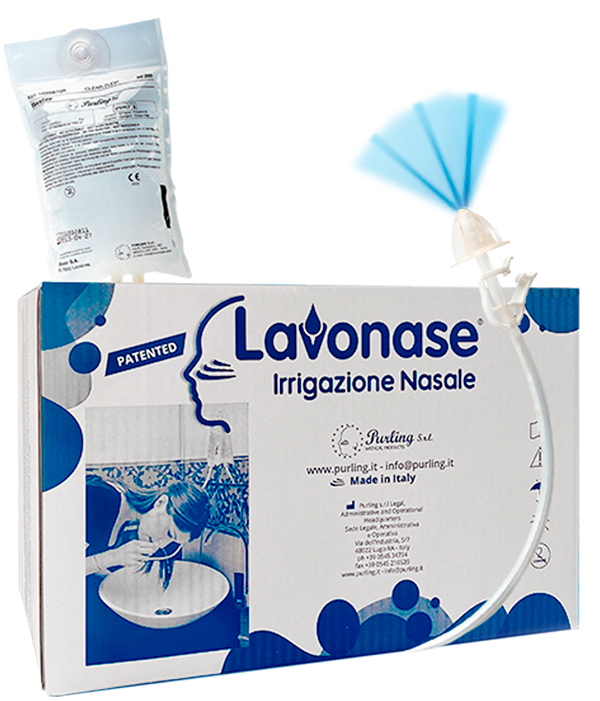 LAVONASE 2 BLISTER STERILI + 10 SACCHE SOLUZIONE FISIOLOGICAPER LAVAGGI NASALI + 1 CLAMP + 1 VENTOSA - Farmaunclick.it