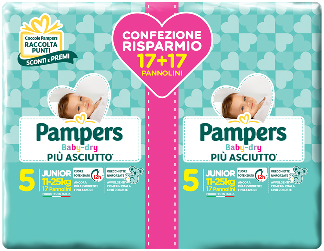 PAMPERS BABY DRYDUO DWCT JUNIOR X 34 PEZZI - Farmaunclick.it