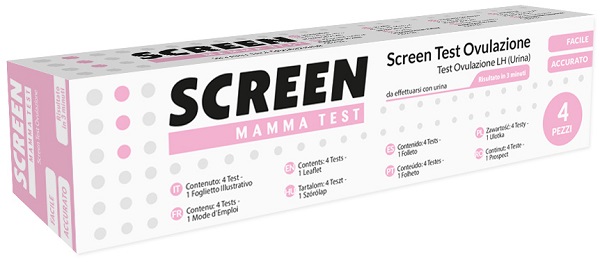 TEST RAPIDO CHE RILEVA TRAMITE URINA L'ORMONE LH INDIVIDUANDO IL PERIODO DI OVULAZIONE 4 PEZZI SCREEN MAMMA TEST OVULAZIONE - Farmaunclick.it