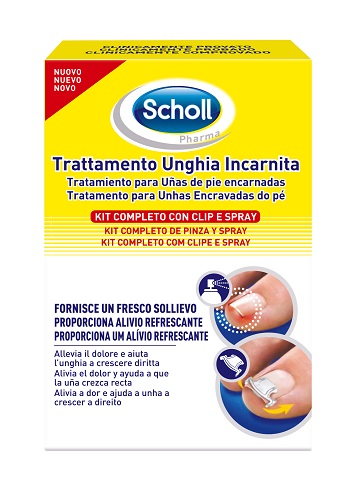 SCHOLL KIT TRATTAMENTO UNGHIA INCARNITA CONTENENTE SPRAY NEBULIZZATORE RINFRESCANTE 22 ML, COLLA PER UNGHIE 8 G, 10 CLIP RADDRIZZA UNGHIA - Farmaunclick.it
