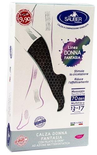 SAUBER CALZA DONNA FANTASIA FILATO Q-SKIN 70 DEN NERO MINI SCACCO BIANCO TAGLIA G PROMO - Farmaunclick.it