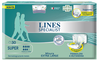PANNOLONE MUTANDA LINES SPECIALIST EXTRALARGE SUPER 30 PEZZI - Farmaunclick.it