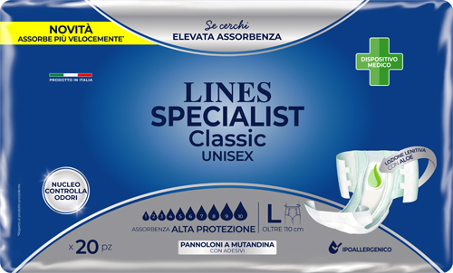 PANNOLONE A MUTANDA LINES SPECIALIST CLASSIC ALTAPROTEZIONE MG 20 PEZZI - Farmaunclick.it