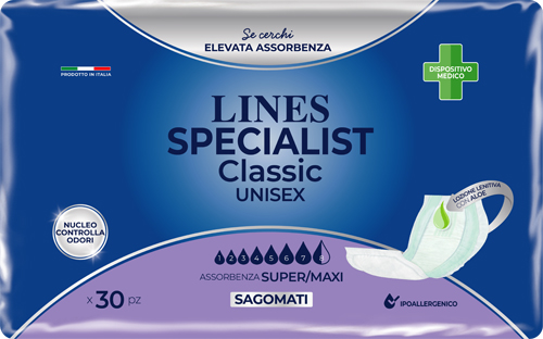 PANNOLONE SAGOMATO LINES SPECIALIST CLASSIC MAXI 30 PEZZI - Farmaunclick.it
