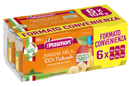 PLASMON OMOGENEIZZATO BANANA/MELA 6 X 104 G - Farmaunclick.it