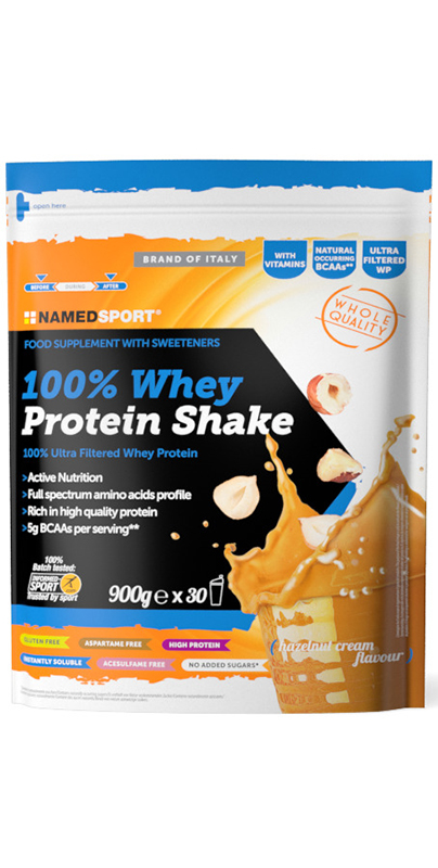 100% WHEY PROTEIN SHAKE HAZELNUT CREAM 900 G - Farmaunclick.it