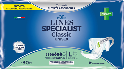 PANNOLONE MUTANDINA LINES SPECIALIST CLASSIC SUPER ULTRA MG 30 PEZZI - Farmaunclick.it