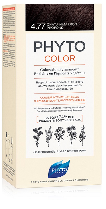PHYTOCOLOR 4,77 CASTANO MARRONE INTENSO LATTE + CREMA + MASCHERA + 1 PAIO DI GUANTI - Farmaunclick.it