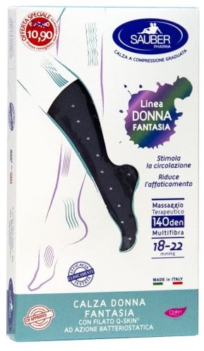 SAUBER CALZA DONNA FANTASIA FILATO Q-SKIN 140 DEN JEANS POIS BIANCHI TAGLIA M PROMO - Farmaunclick.it