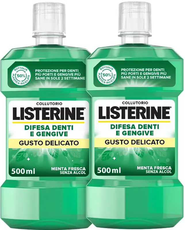LISTERINE DENTI & GENGIVE GUSTO DELICATO 2 X 500 ML - Farmaunclick.it
